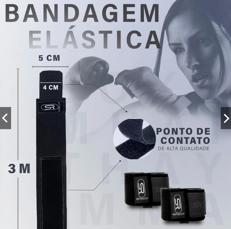 Par Bandagem Elástica S.R - 3 Metros Boxe Muay Thai